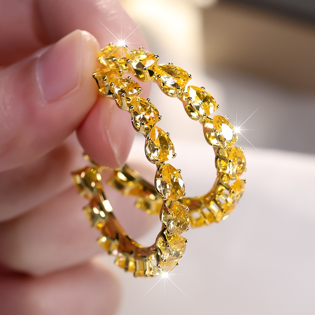 Teardrop-Shaped Full Stone Ultra Sparkle Ear Studs, Valentine's Gift